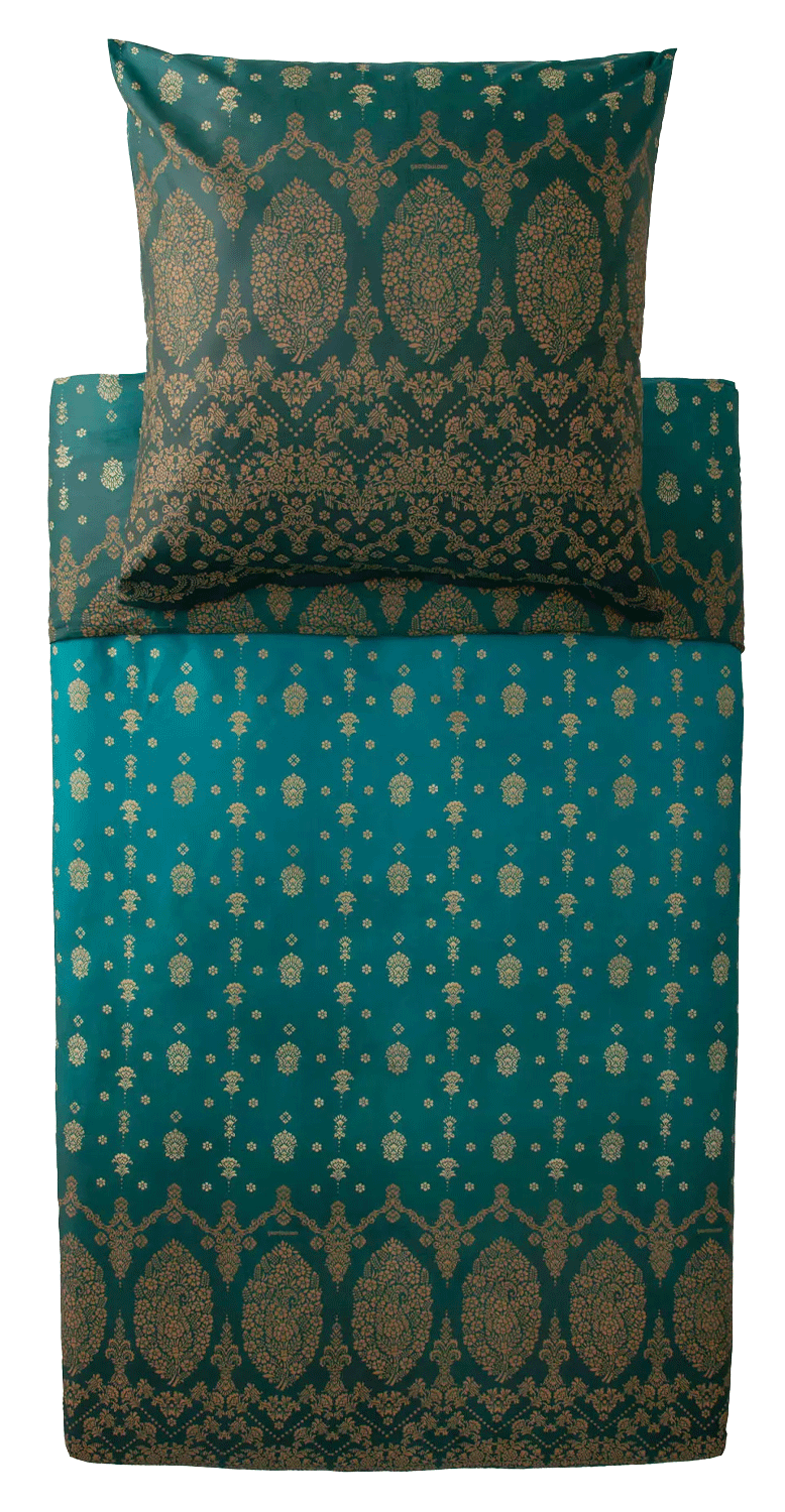 Bassetti Satin Bettwäsche GOLD DECOR | Farbe Smaragdgrün