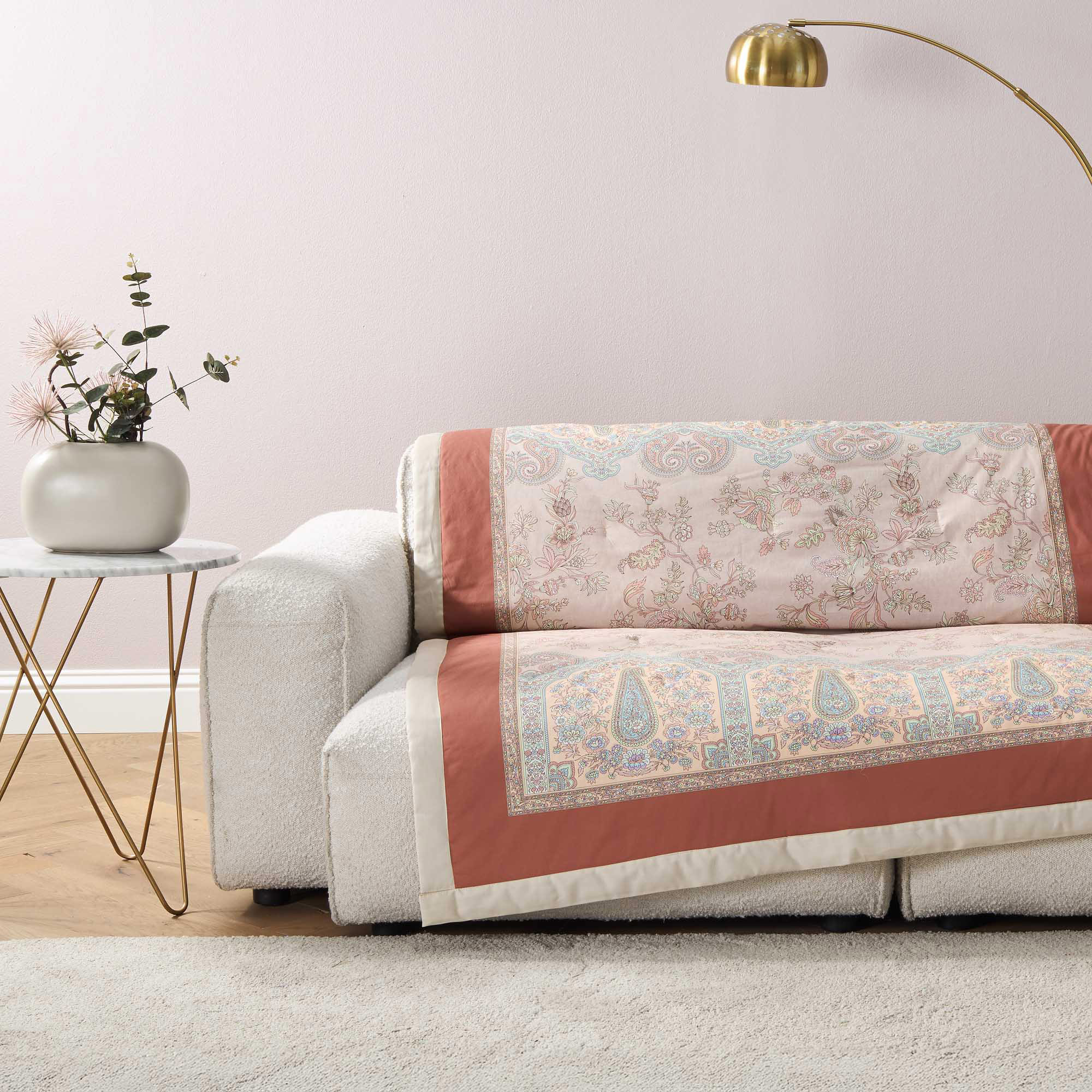 Bassetti Plaid INDIAN ROSES | 41 Elfenbein 135 x 190