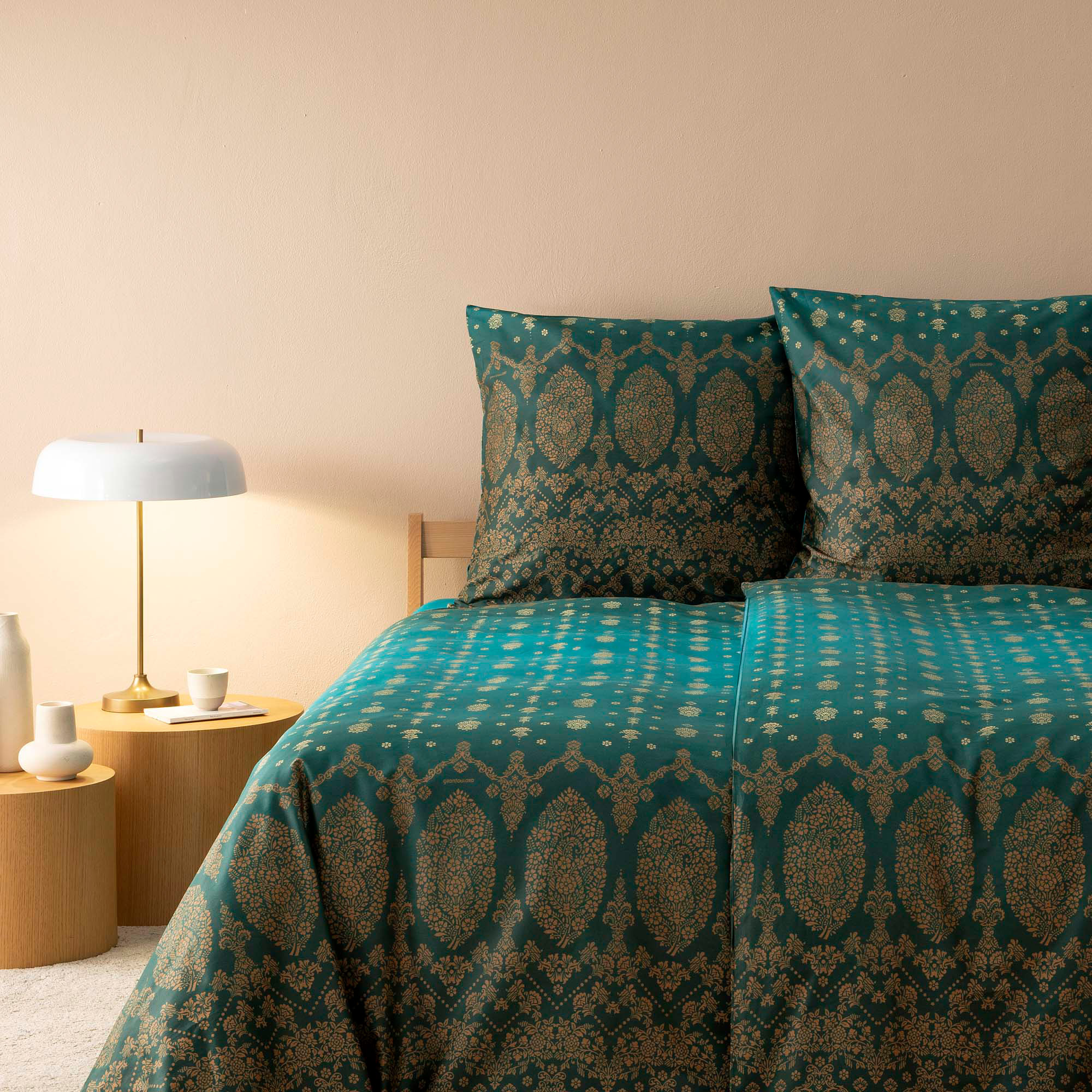 Bassetti Satin Bettwäsche GOLD DECOR | V1 Smaragdgrün