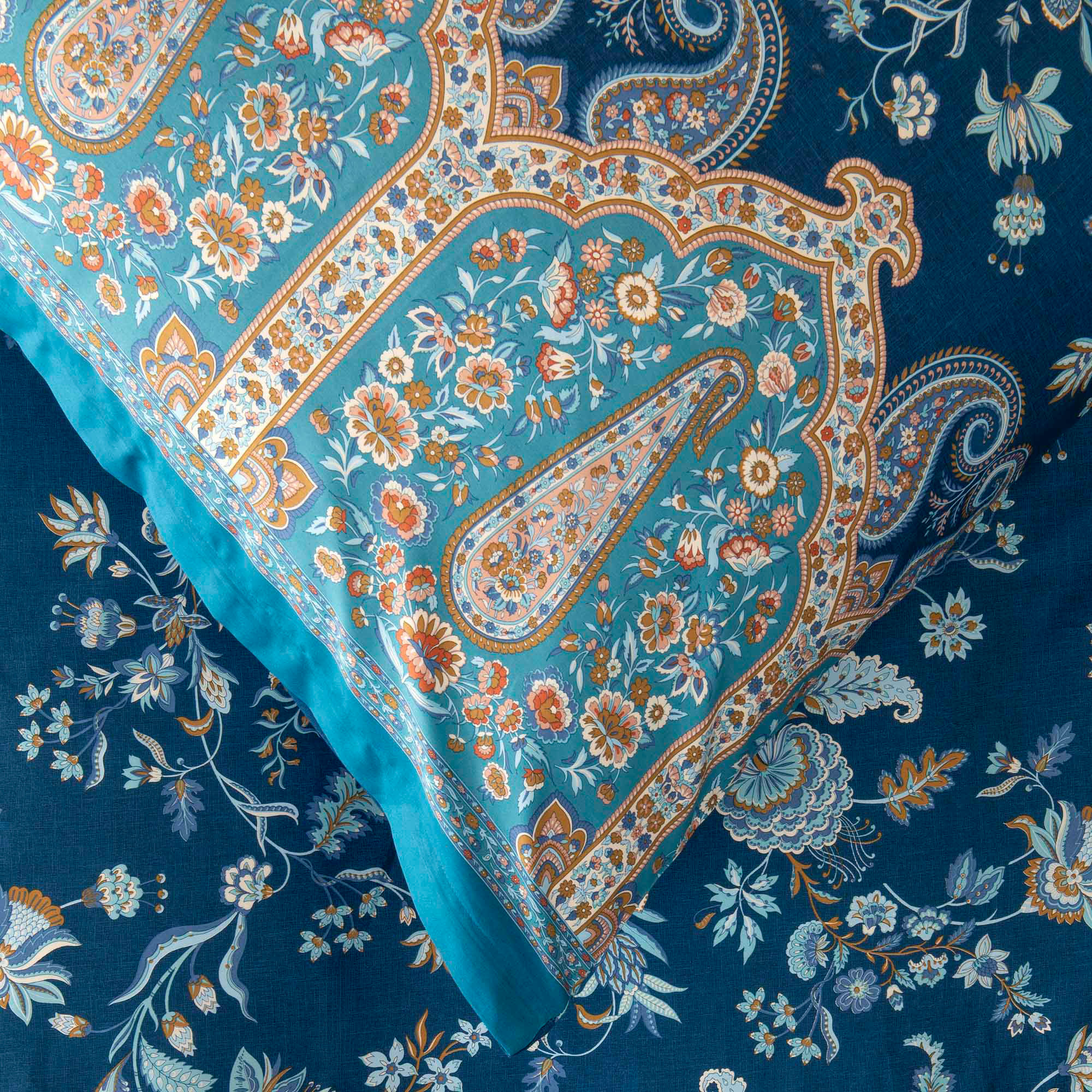 Bassetti Satin Bettwäsche INDIAN ROSES | B2 Blau