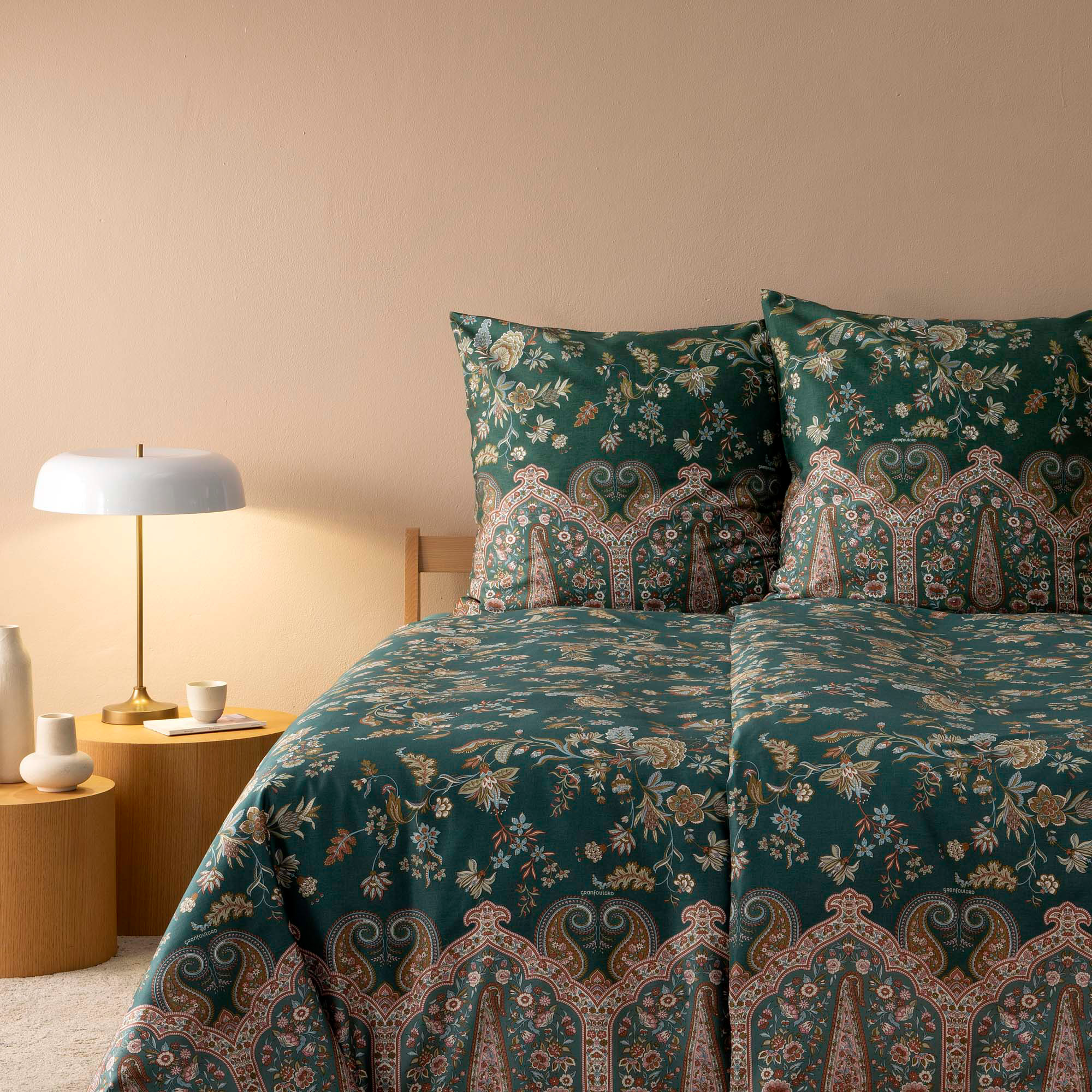 Bassetti Satin Bettwäsche INDIAN ROSES | V1 Grün