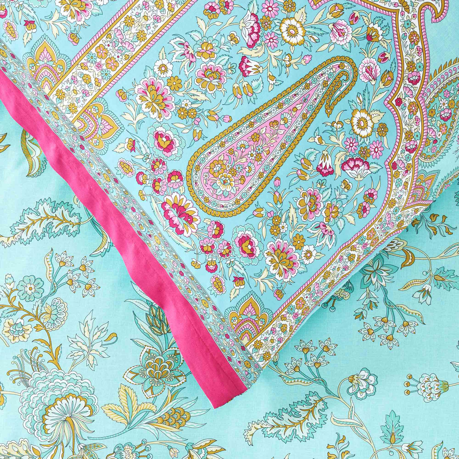 Bassetti Satin Bettwäsche INDIAN ROSES | T1 Turchese