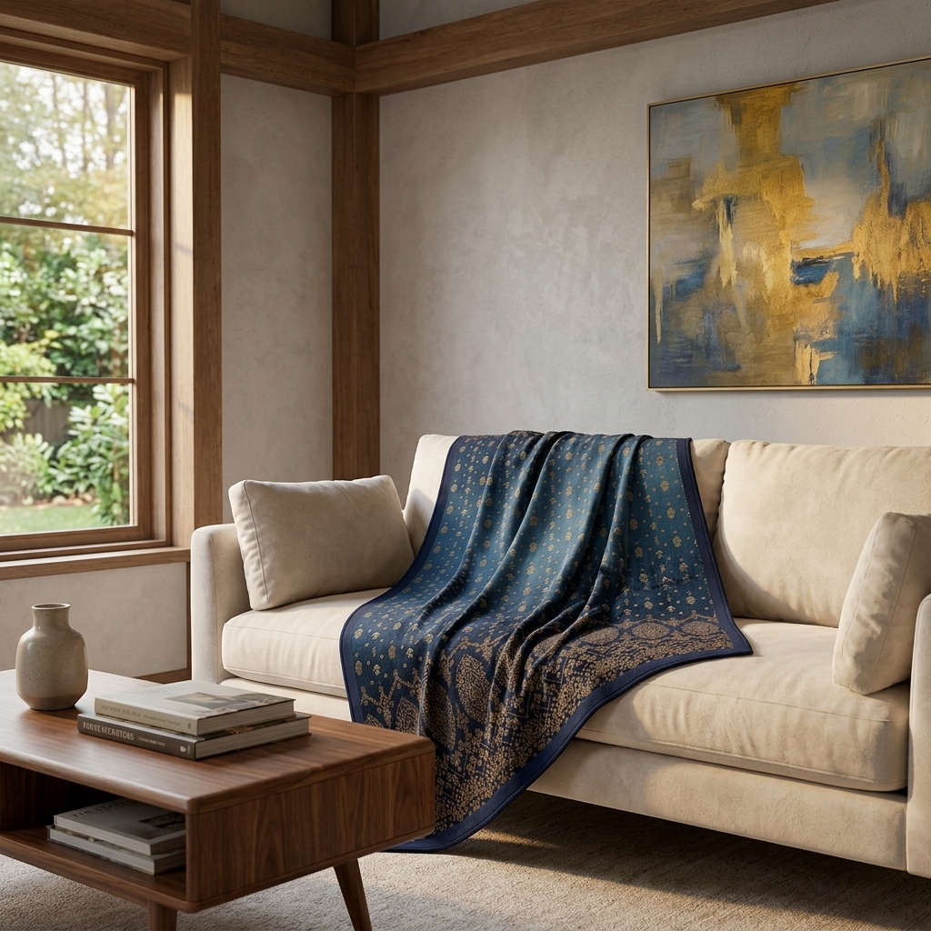 Bassetti Plaid GOLD DECOR | B1 Blau