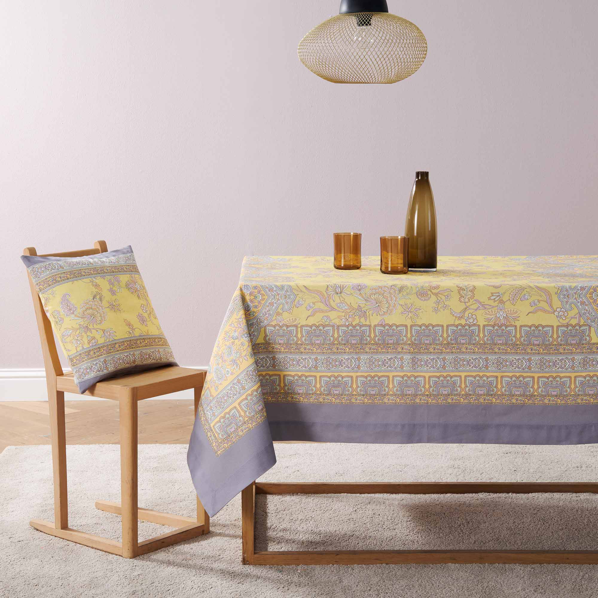 Bassetti Tischdecke Twill INDIAN ROSES | Y1 Limone