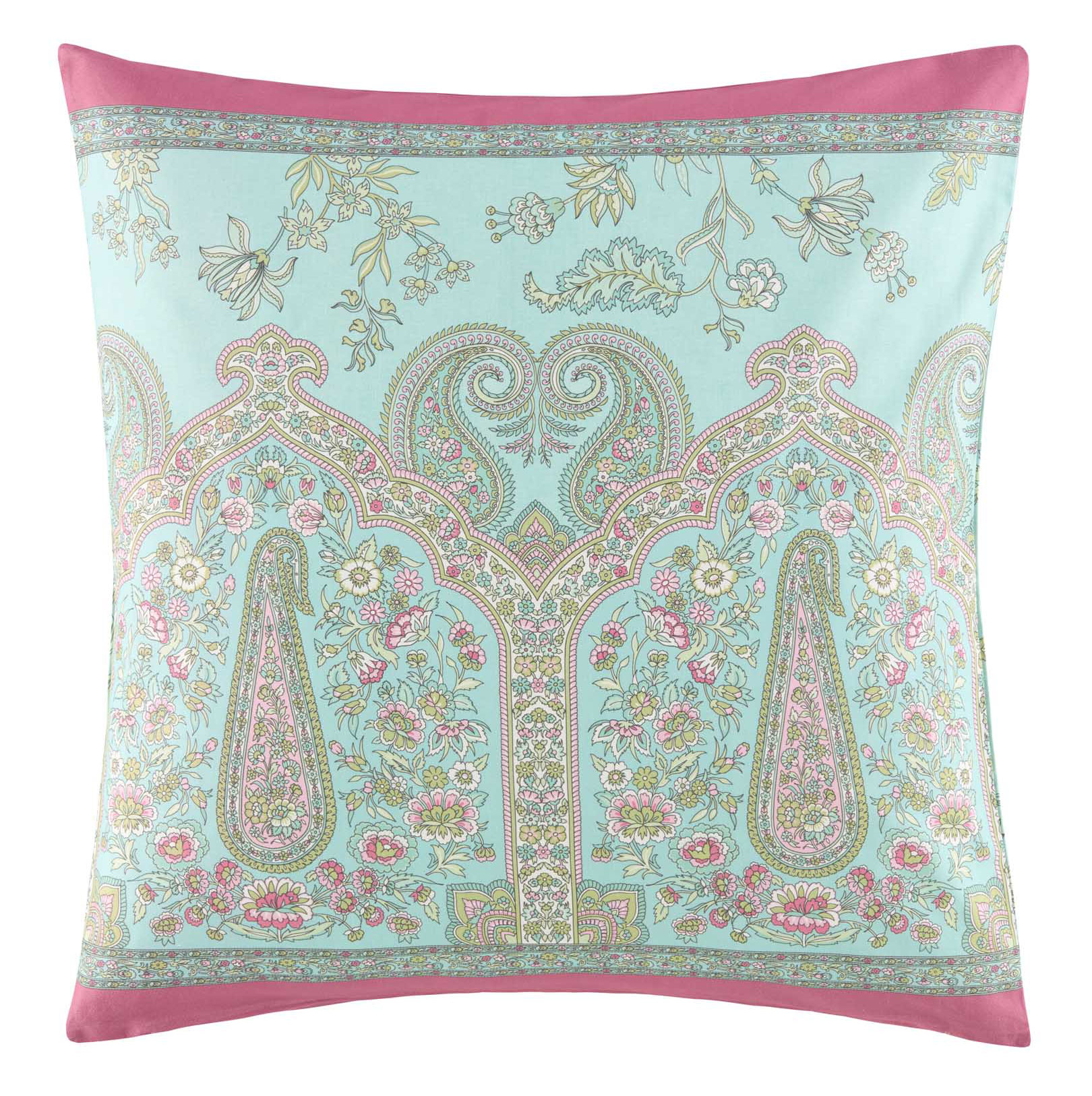Bassetti Kissenhülle Twill INDIAN ROSES | T1 Turchese 50x50
