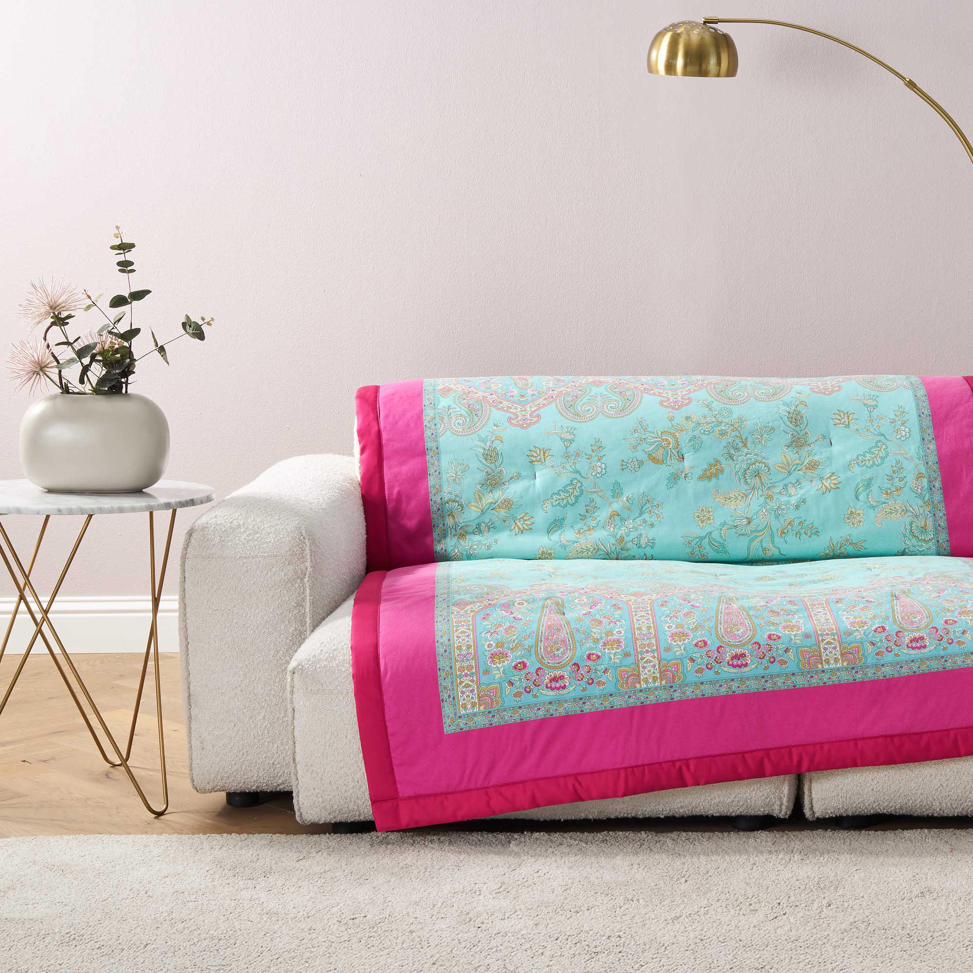 Bassetti Plaid INDIAN ROSES | T1 Turchese 135 x 190