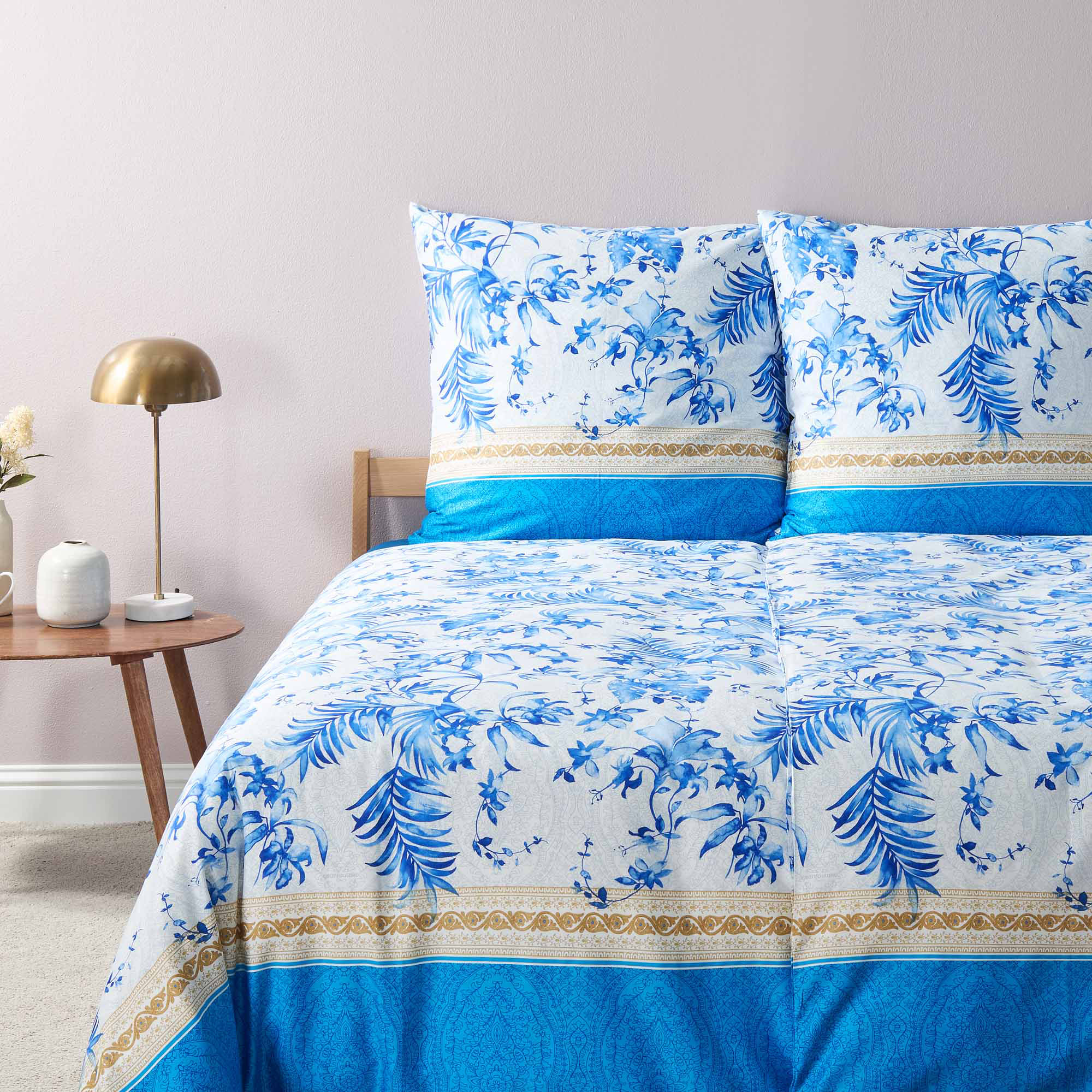 Bassetti Satin Bettwäsche IBISCUS TATTOO | B1 Blau