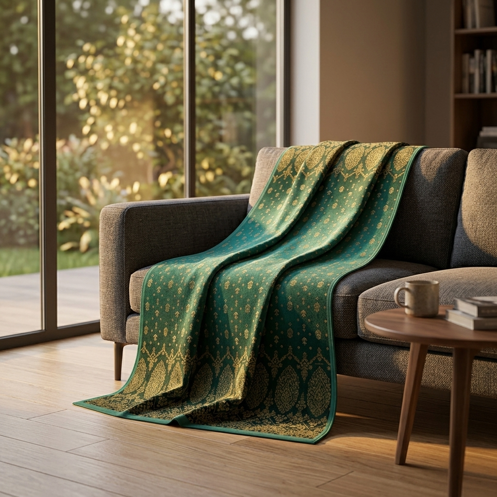 Bassetti Plaid GOLD DECOR | V1 Smaragdgrün