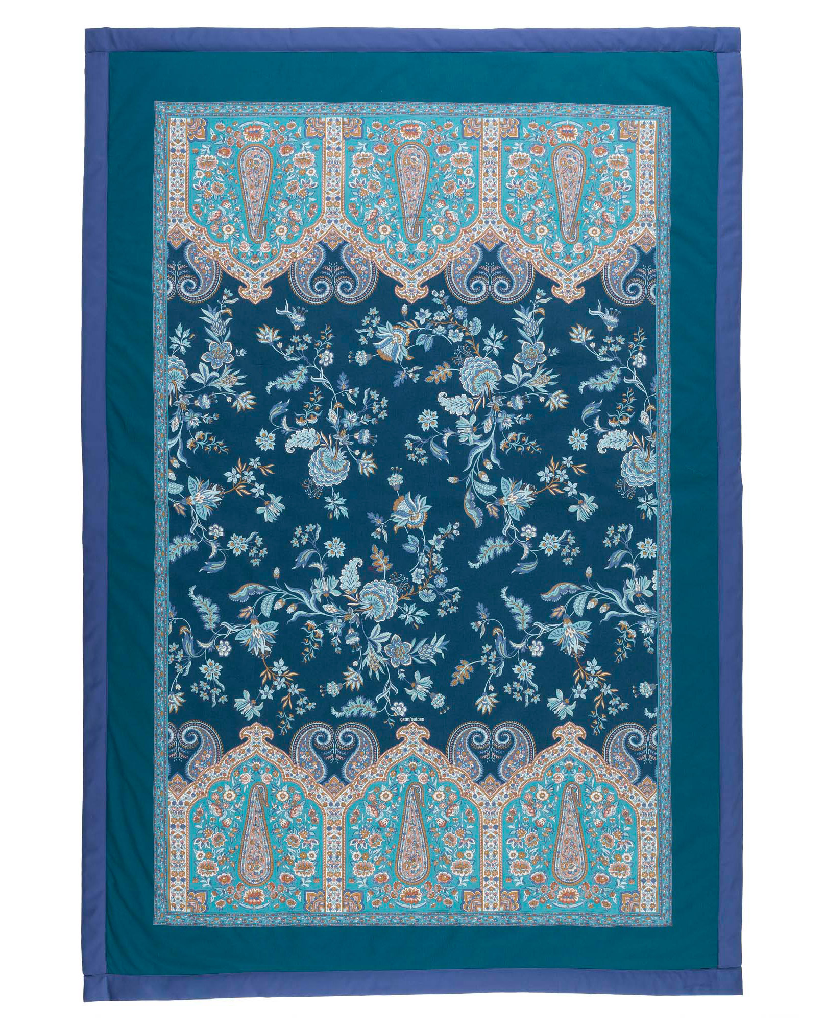 Bassetti Plaid INDIAN ROSES | B2 Blau 135 x 190