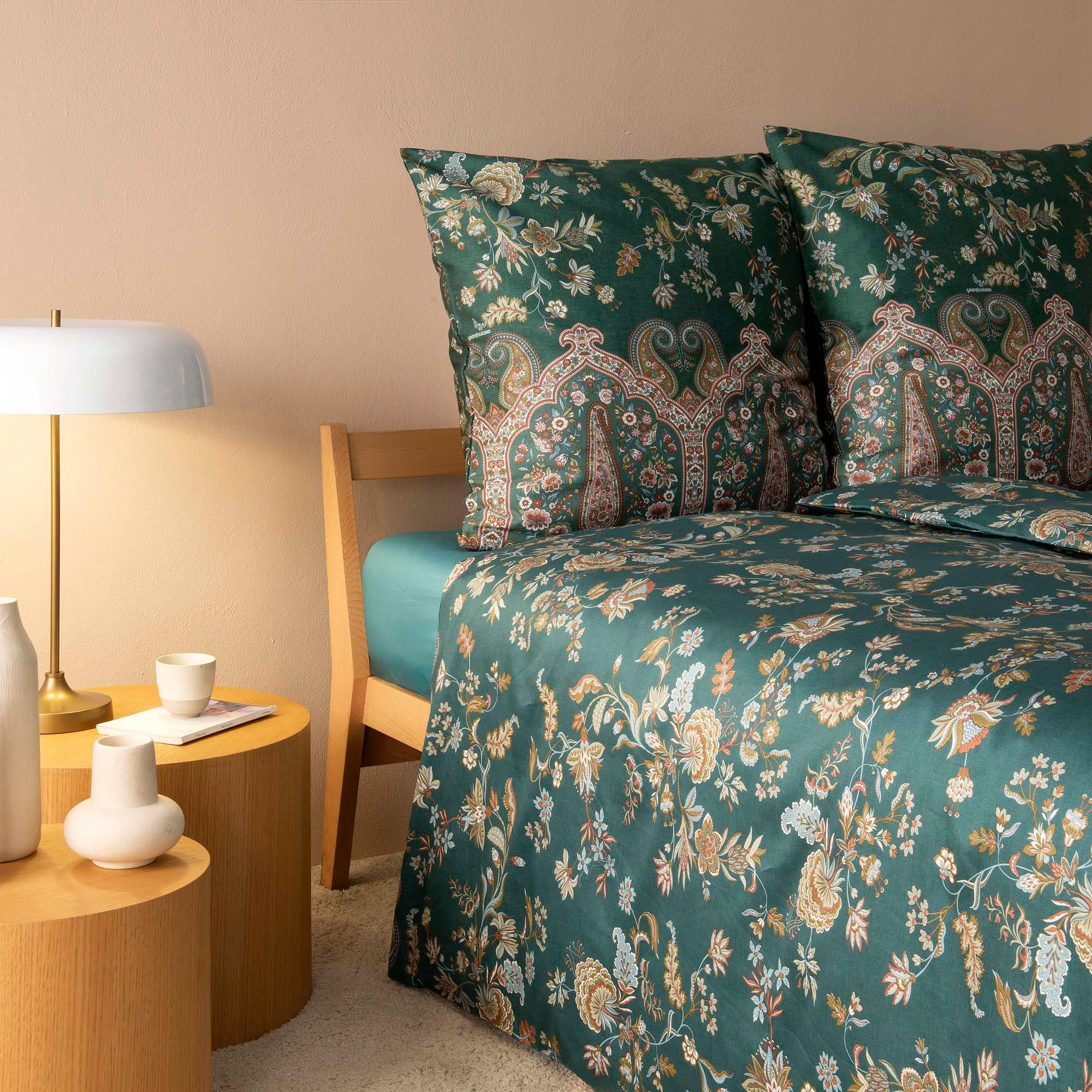 Bassetti Satin Bettwäsche INDIAN ROSES | V1 Grün