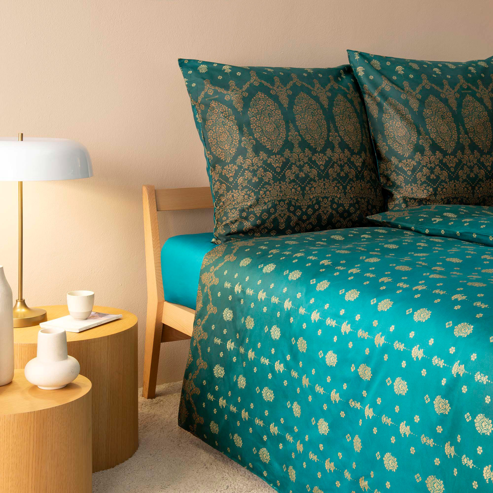 Bassetti Satin Bettwäsche GOLD DECOR | V1 Smaragdgrün AT