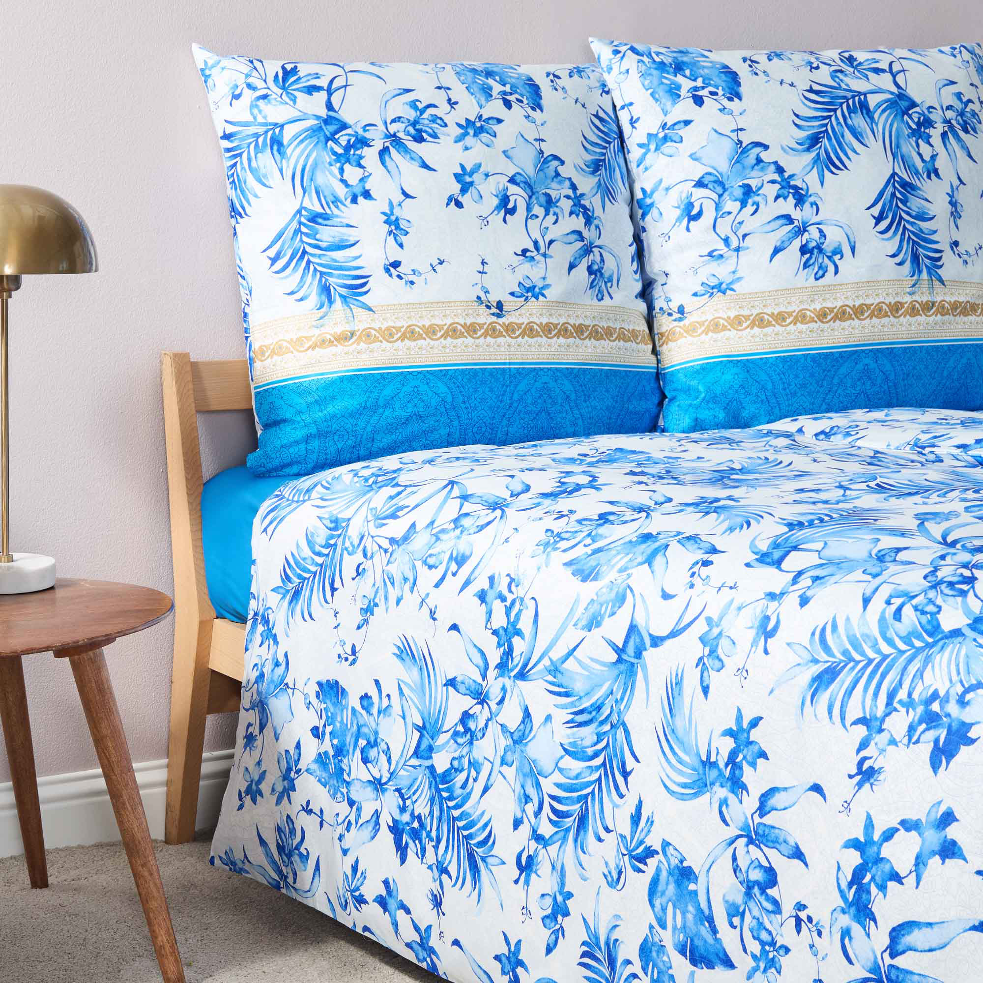 Bassetti Satin Bettwäsche IBISCUS TATTOO | B1 Blau