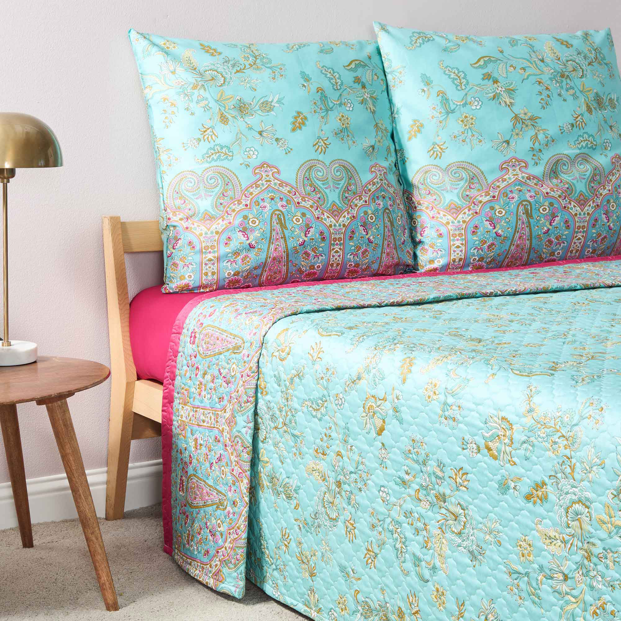Bassetti Tagesdecke INDIAN ROSES | T1 Turchese