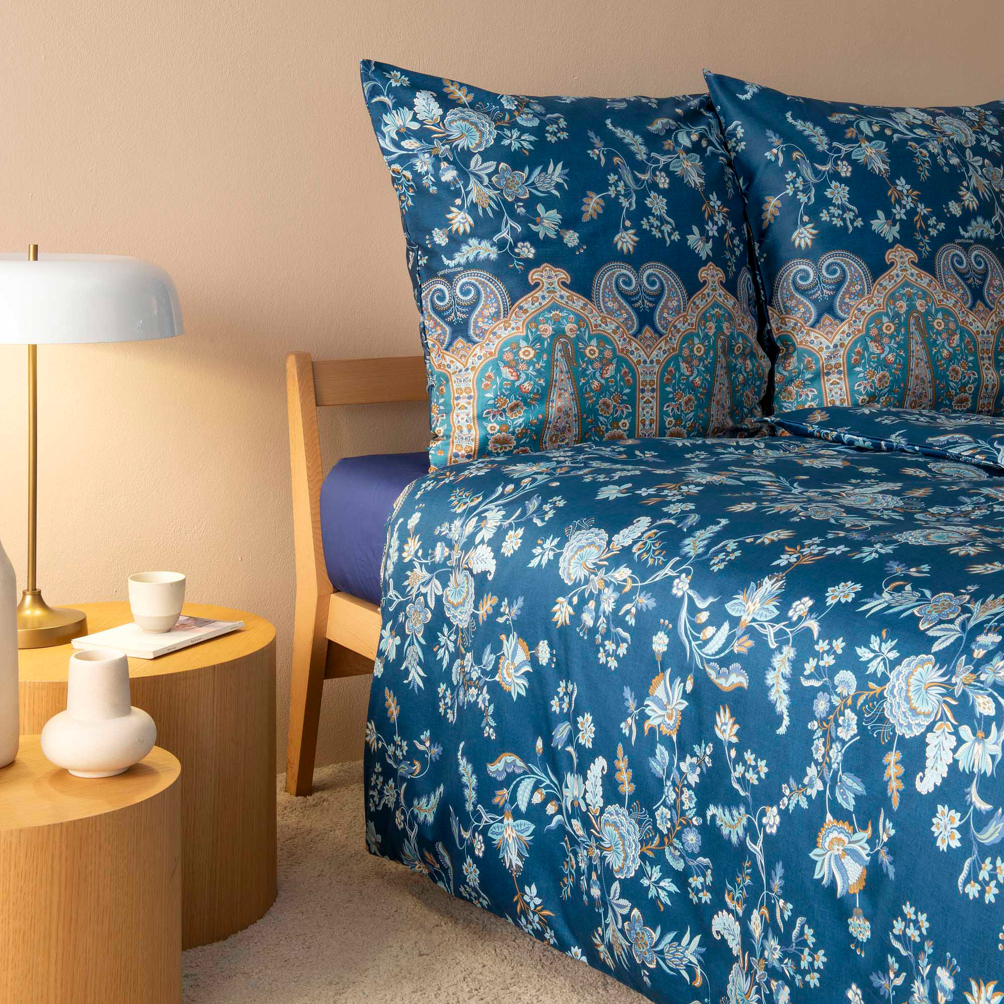 Bassetti Satin Bettwäsche INDIAN ROSES | B2 Blau