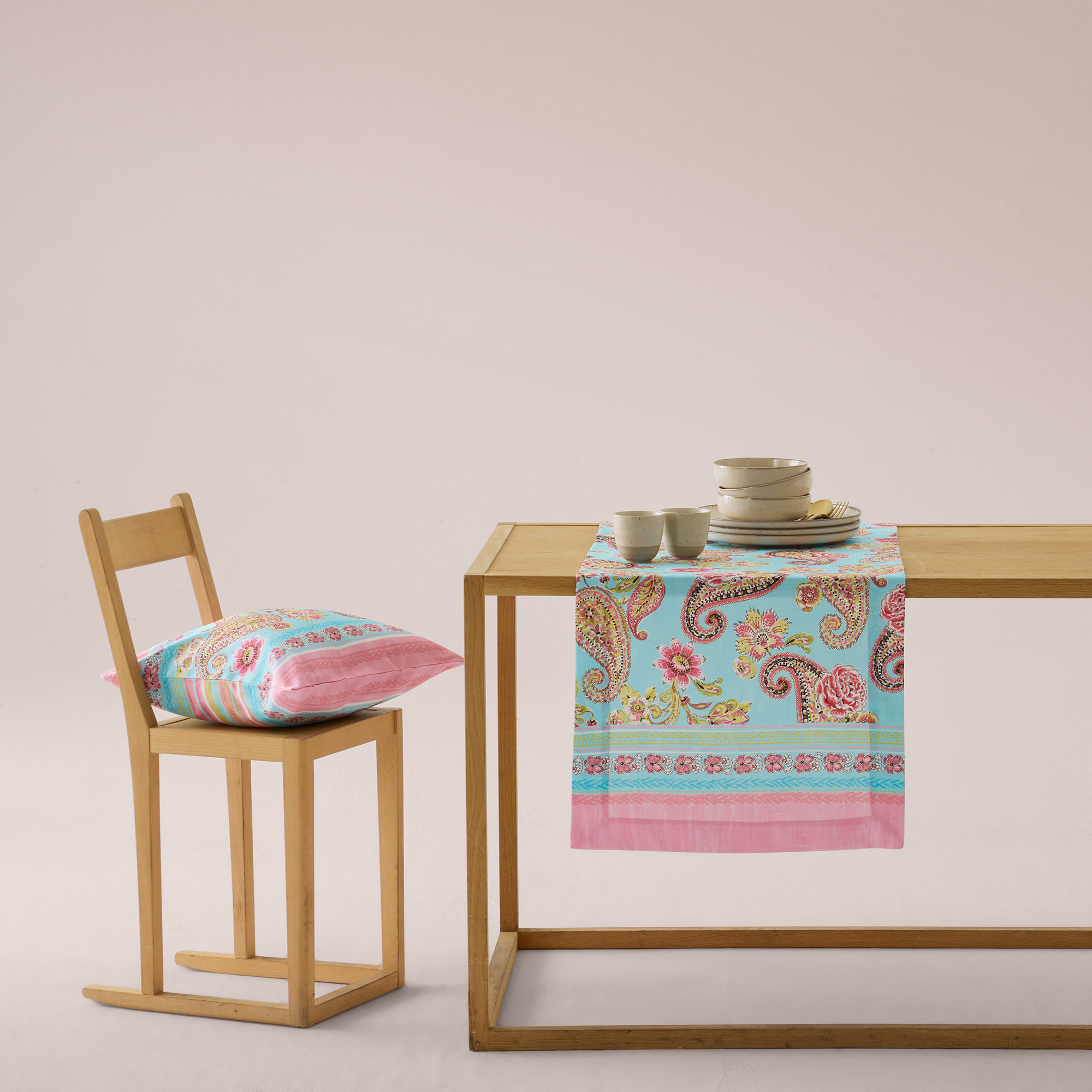 Bassetti Tischdecke Twill RAPALLO | T1 Türkis-Fuchsia