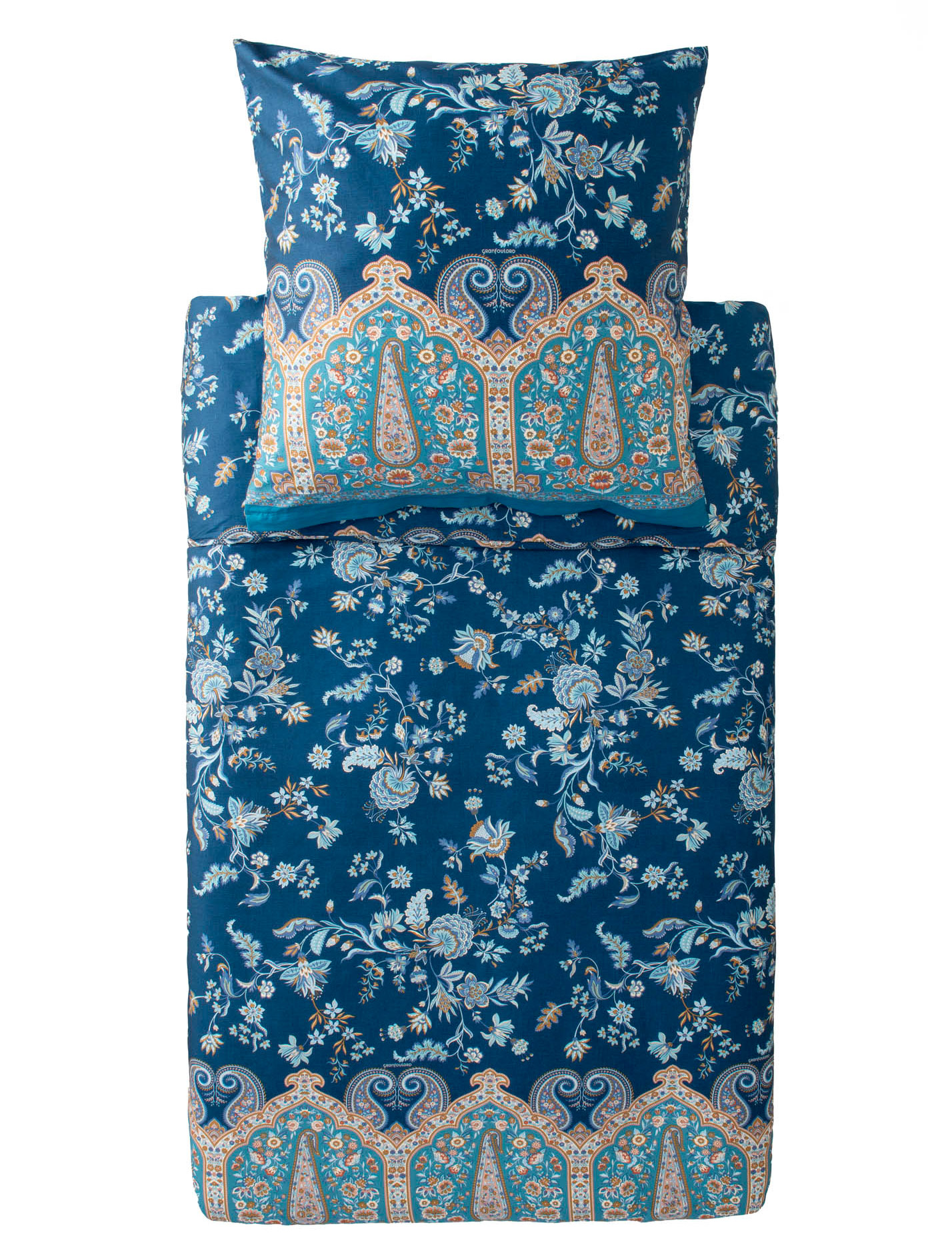 Bassetti Satin Bettwäsche INDIAN ROSES | B2 Blau