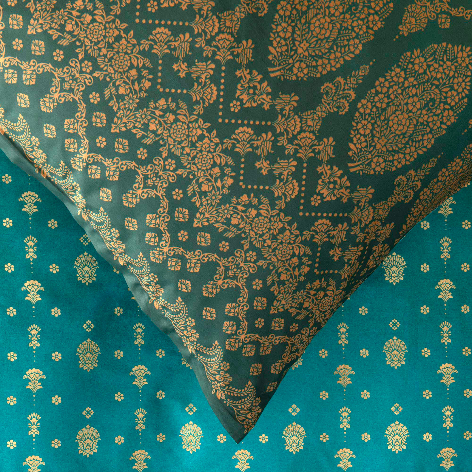 Bassetti Satin Bettwäsche GOLD DECOR | V1 Smaragdgrün