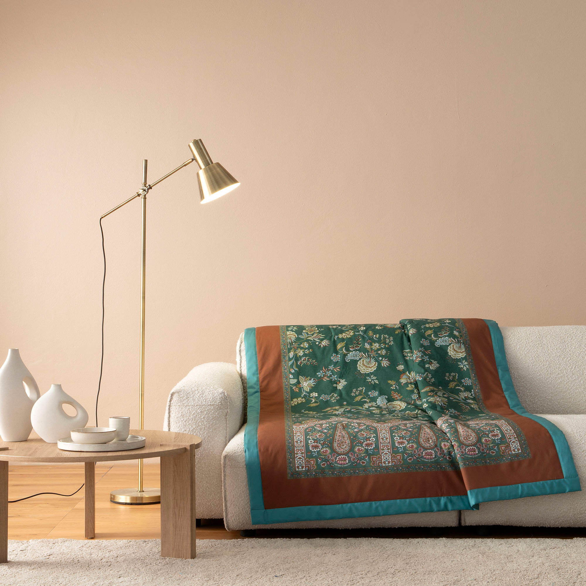 Bassetti Plaid INDIAN ROSES | V1 Grün 135 x 190