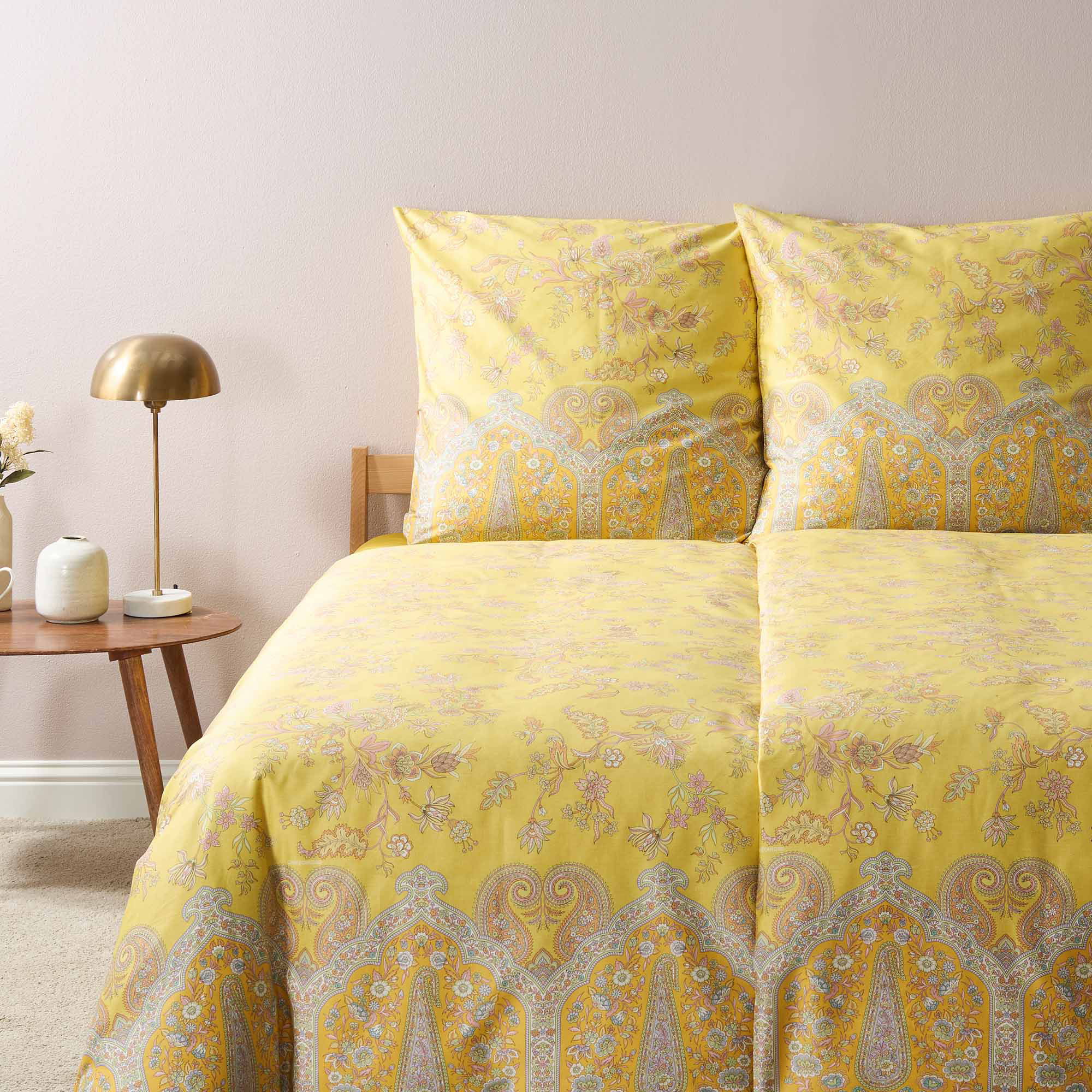 Bassetti Satin Bettwäsche INDIAN ROSES | Y1 Limone